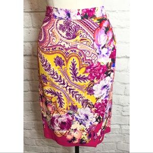 ETRO Garden Party Paisley Pencil Skirt 40 4 Small
